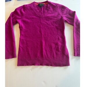 Charter Club Luxury Magenta Pink 100% Cashmere V-Neck Sweater Womens XS